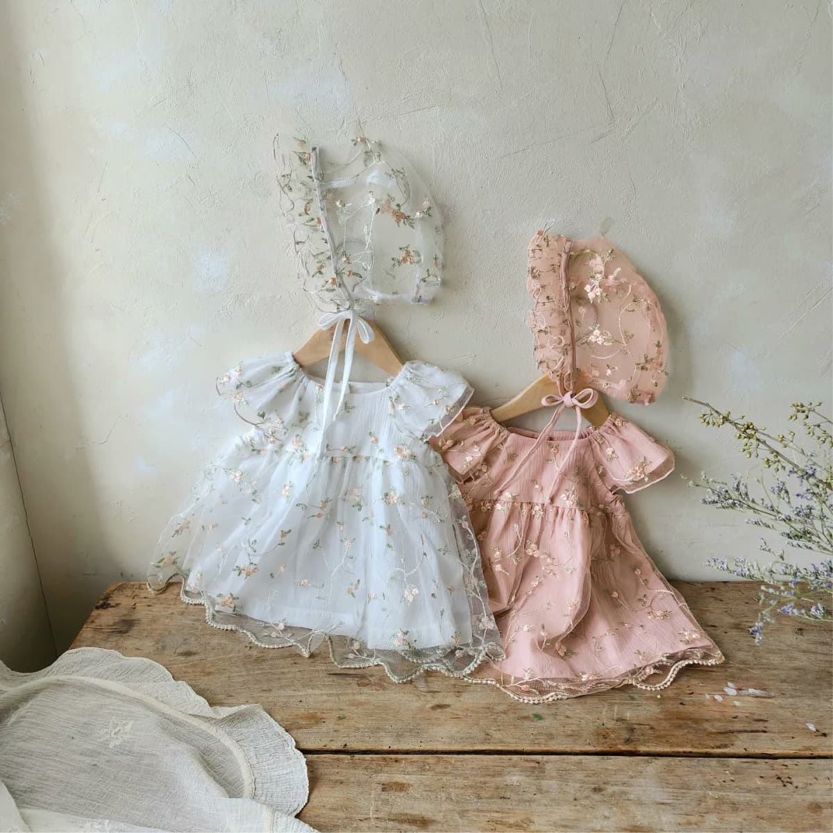 Summer Girls Elegant Floral Dress Baby Short Sleeve Tulle Skirt French Princess Dress Little Girl Sweet Dress