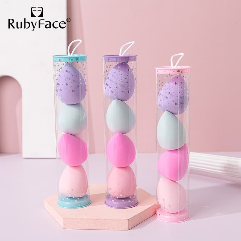 RUBYFACE In Stock Makeup Sponge Bucket, Teardrop Non-Latex Makeup Sponge, Cosmetic Makeup Tool, Powder Puff