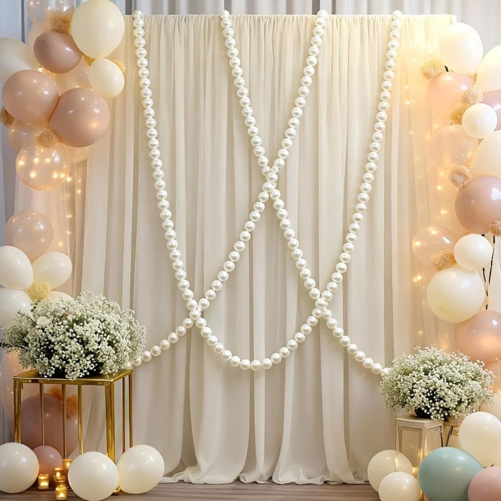 Simulated Plastic Large White Round Pearl Decoration for Weddings Parties Background DIY Pearl String Hanging Ornament 5
