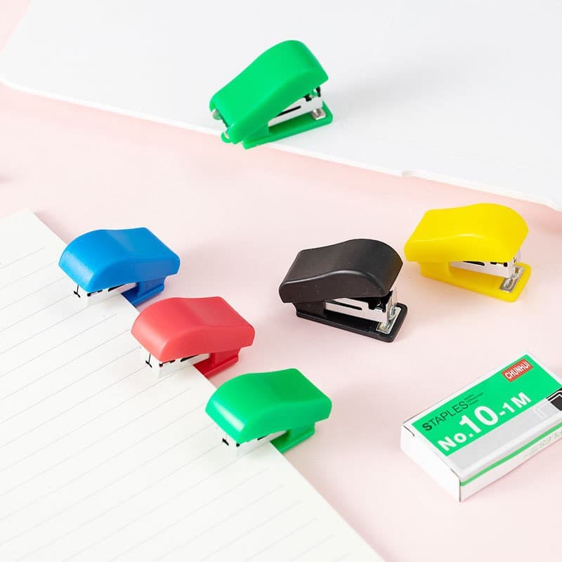 Portable, minimalist new mini stapler, cartoon style, size 10 needle, labor-saving stapler set 2004