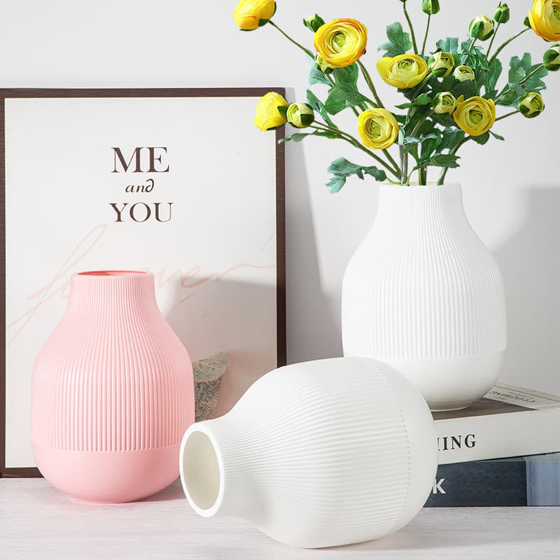 Cross-border labeling simple plastic vase matte flower arrangement desktop ornaments imitation ceramic flower vase storage