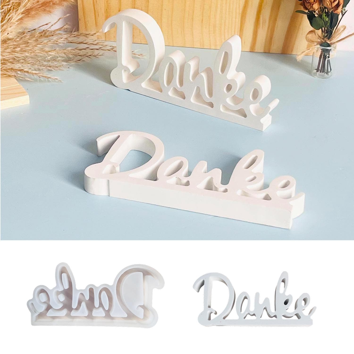 English letter ornament silicone mold German thank you ornament decorative plaster glue DIY mold silicone
