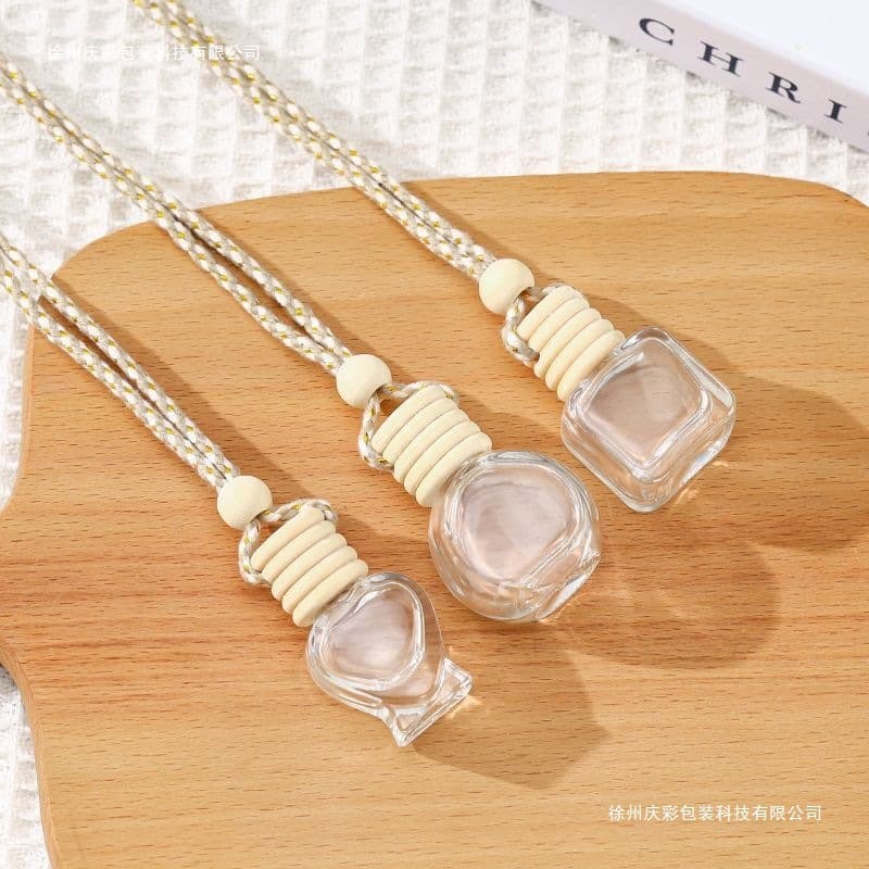 Car Aroma Bottle Perfume Bottle Hanging Interior Glass Scent Refill Bottle Empty Car Aroma Bottle