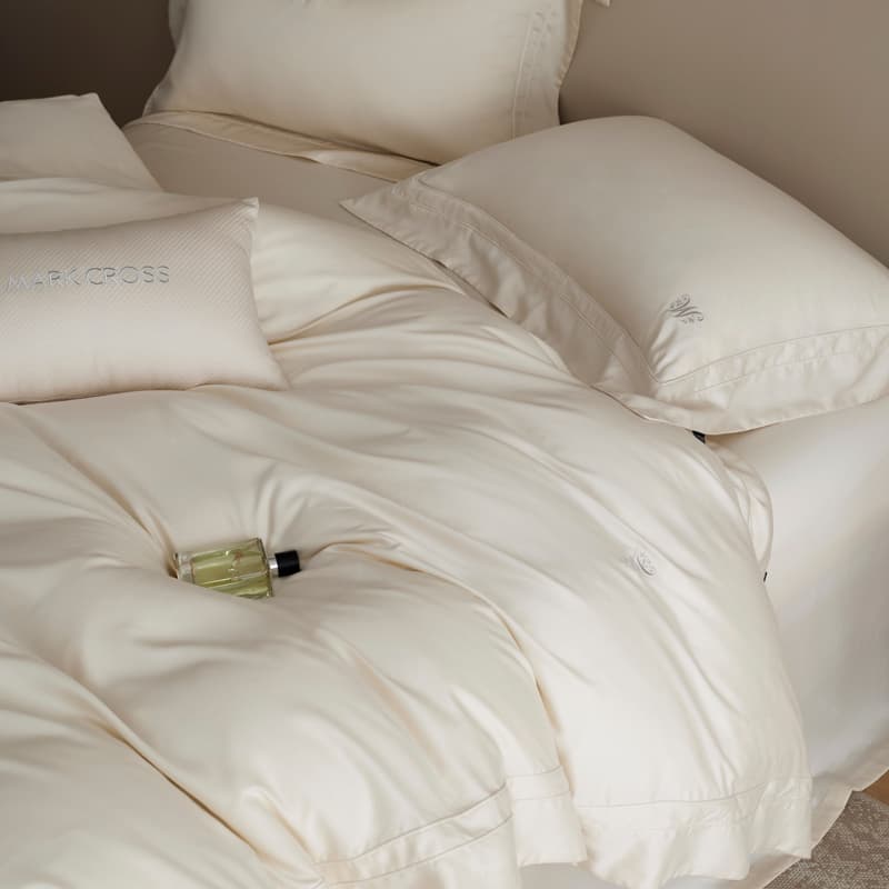 Mark Cross Microfiber Imported Lenzing Tencel 4-Piece Bedding Set, Skin-Friendly Soft Luxury Simple Sheet and Duvet Cover Bedding