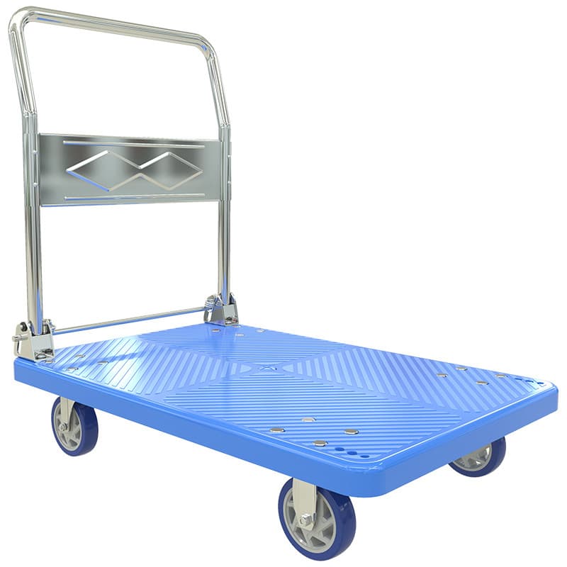 Silent Hand Truck, Small Pull Cart, Folding Flatbed Cart, Plastic Transport Cart with Brake for Supermarket Storage