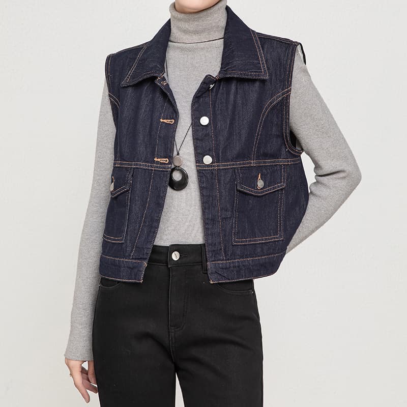 Korean Style Cardigan, Fade-Resistant, Denim Vest, 2026 Spring New Arrival Women's High-Waist Bell-Bottom Pants Women's 8215