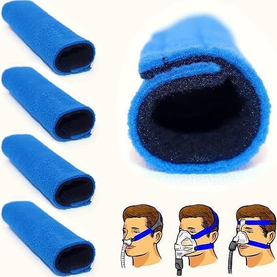 CPAP machine mask with hook and loop facial cushion, compatible with various respirator models as accessories