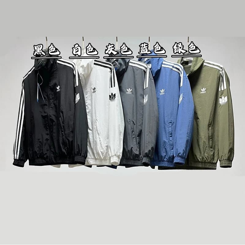 [Can be used as sun protection clothing] Thin clover armband embroidered three stripes spring and autumn stand-up collar jackets for men and women