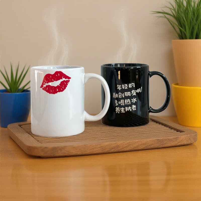 Factory Stock Color-Changing Ceramic Mug Milk Coffee Ceramic Mug Heat-Sensitive Color-Changing Mug Cross-Border