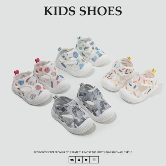 Summer Baby Sandals 0-3 Years, Non-Slip Breathable Walking Shoes for Boys and Girls, Soft Sole Closed Toe Sports Sandals