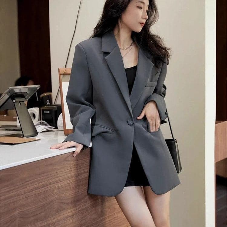 Gongyuweng Gray Small Blazer for Women 2025 Spring New Trendy Casual Chic Style