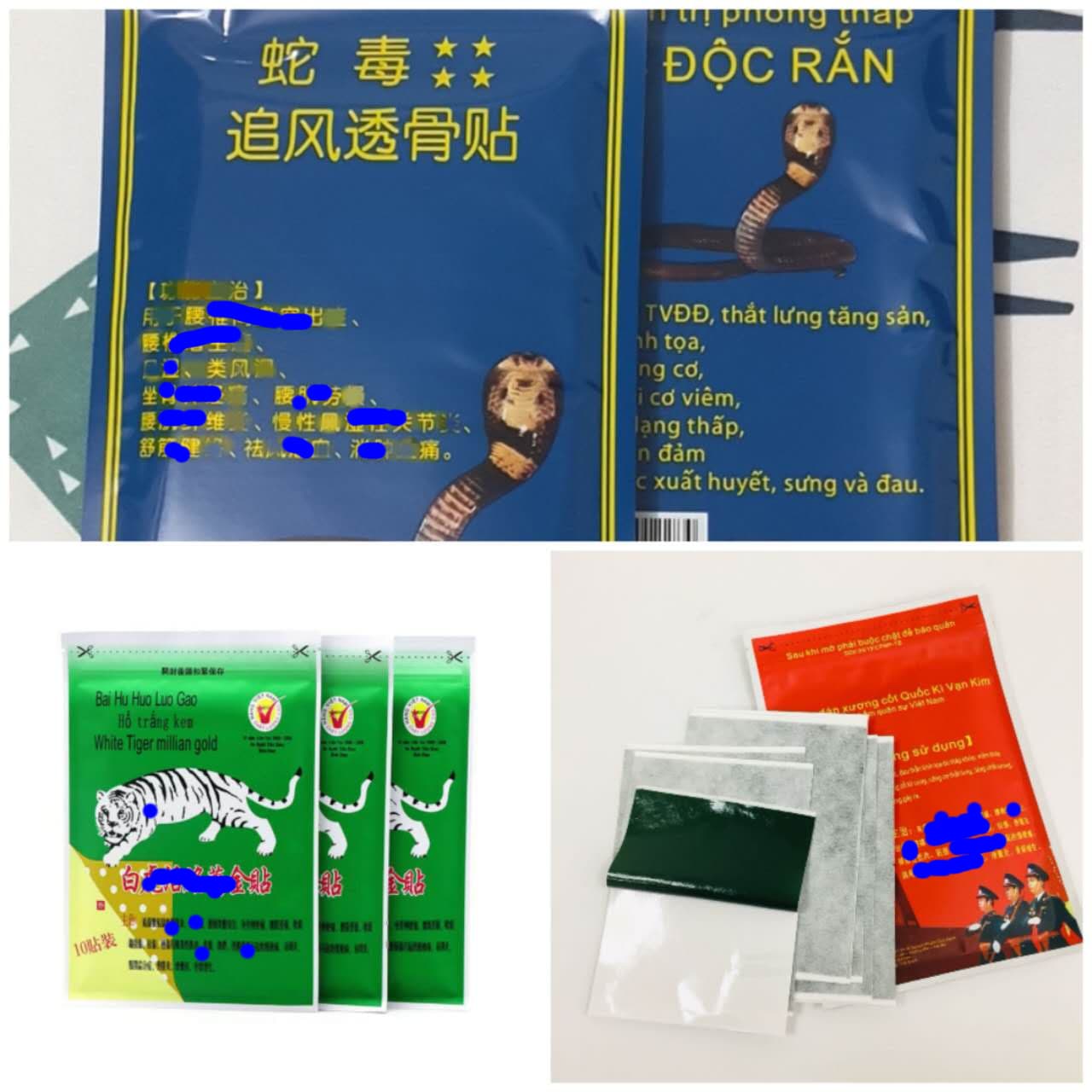 Original and authentic White Tiger Vitality Plaster for lumbar, leg, joint, neck, and shoulder pain; a muscle and bone plaster from Vietnam.