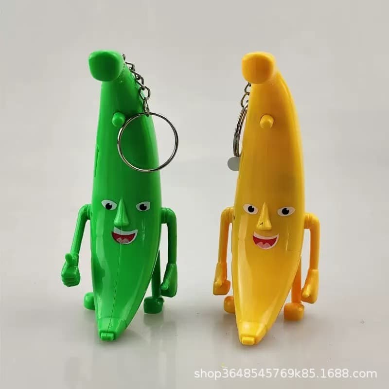 Newkey's Big Banana Pendant Can Sing and Talk, Funny Banana Expression Pack, Sound School Bag Pendant Keychain