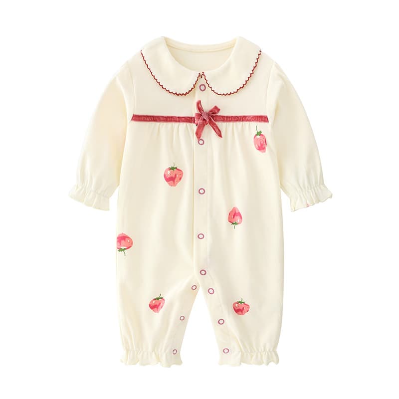 Baby Girls Spring and Autumn Romper, Infant Cotton Bodysuit, Newborn Harem Suit, 0-1 Year
