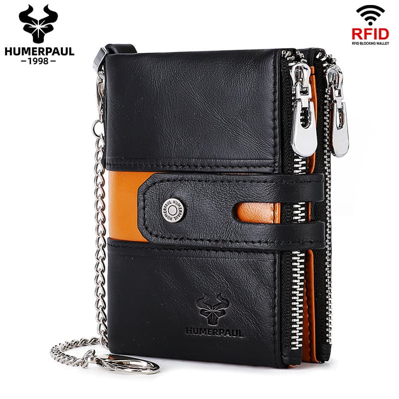 Cross-border new vintage contrast leather men's bag casual coin purse anti-theft brush RFID short pocket men's wallet