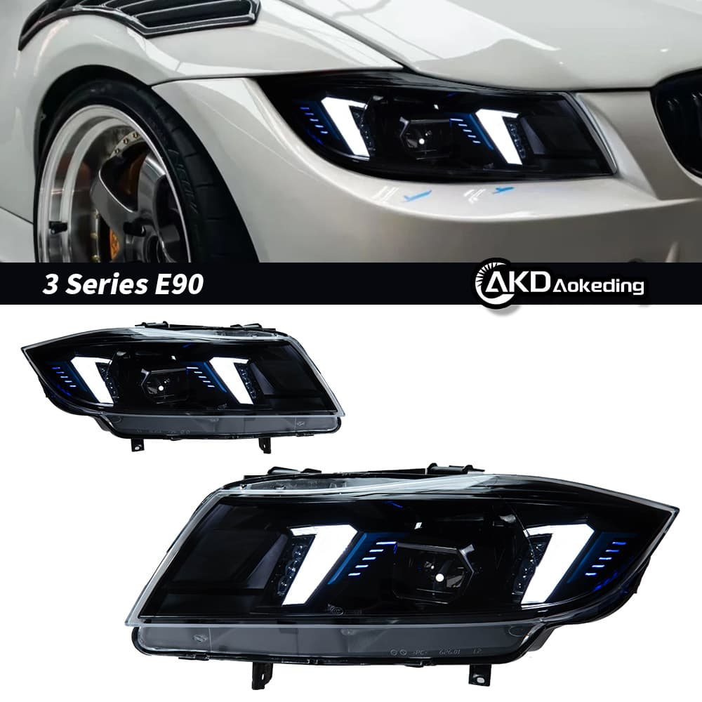 Specialized 05-12 Bmw 3 Series E90 Modified Snake-Eye Lens Headlight Assembly Led Daytime Running Lights Turn Signal Lights Cross-Border