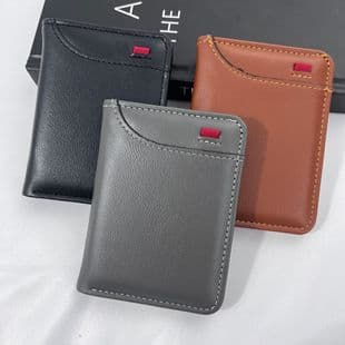 TEMU Heat Transfer Hot Selling Cross-border Wallet Multi-slot Card Case Vertical ID Card Holder Men's Leather Wallet Factory Direct