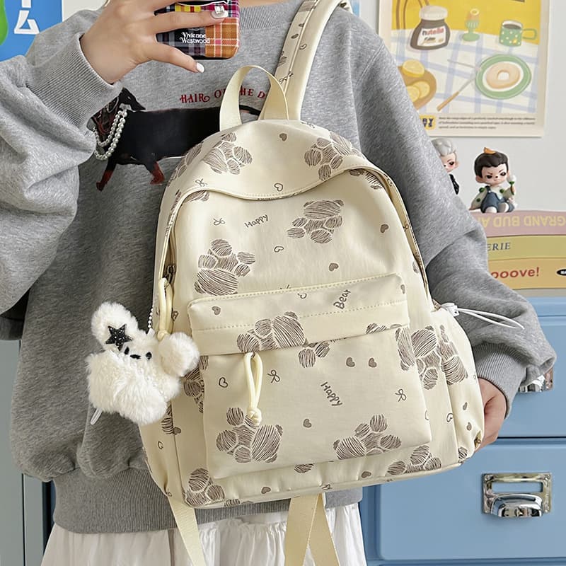 Cute Cartoon Bear Backpack Korean Style High Aesthetic Elementary and Middle School Student Schoolbag Lightweight Travel Casual Backpack