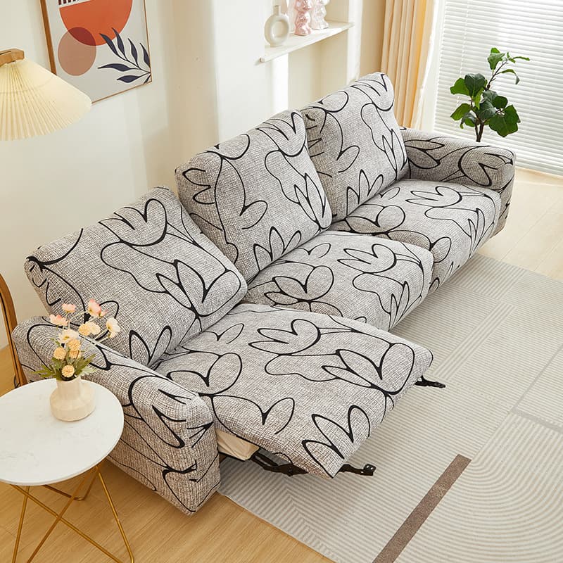 Printed Elastic Sofa Covers Dustproof Non-Slip Sofa Slipcovers Modern Simple Style Polyester Three-Seater Sofa Covers