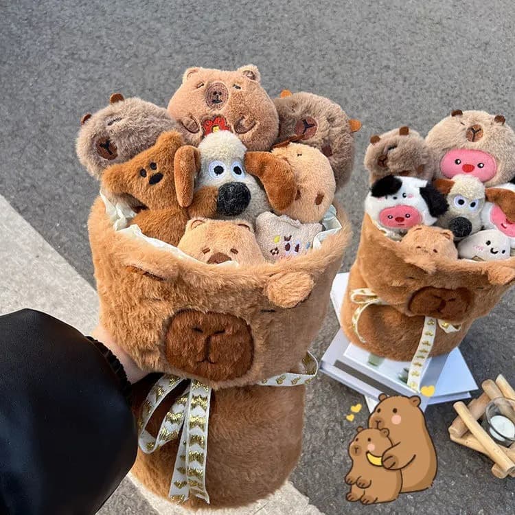 2025 New Capybara Bouquet - Cartoon Flower Arrangement for Friends/Besties, Birthday Gift with Ceremonial Feel