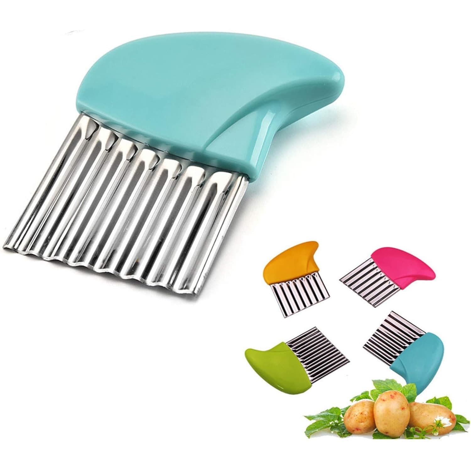 Stainless Steel Potato Knife Creative Wave Potato Cutter Kitchen Tool Wolf Tooth Potato Slicer Special Tool Home Goods