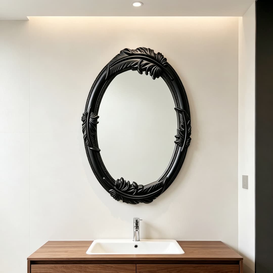 Retro carved light luxury wall-mounted European mirror vanity mirror bathroom toilet mirror vanity mirror manufacturer supply