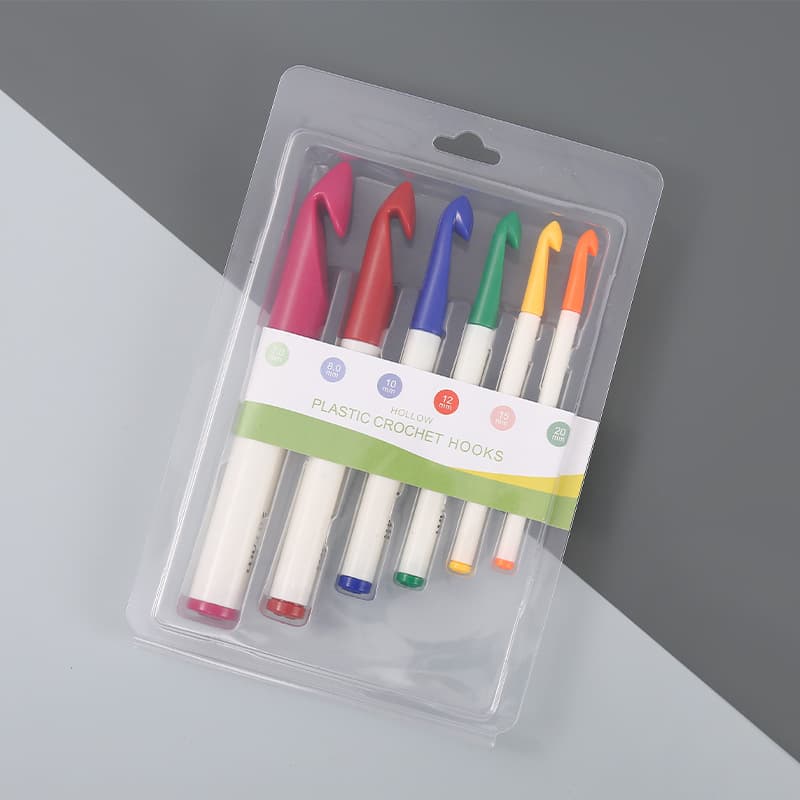 Sweater Scarf Knitting Crochet Hook Set, Colorful Large Hollow Thick Handle ABS Plastic Crochet Hooks, Blister Pack