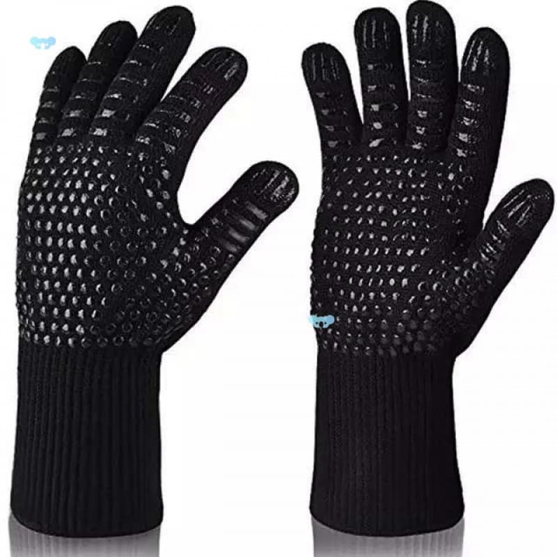 2 Heat Resistant BBQ Grill Gloves Cooking Baking Oven Mitts