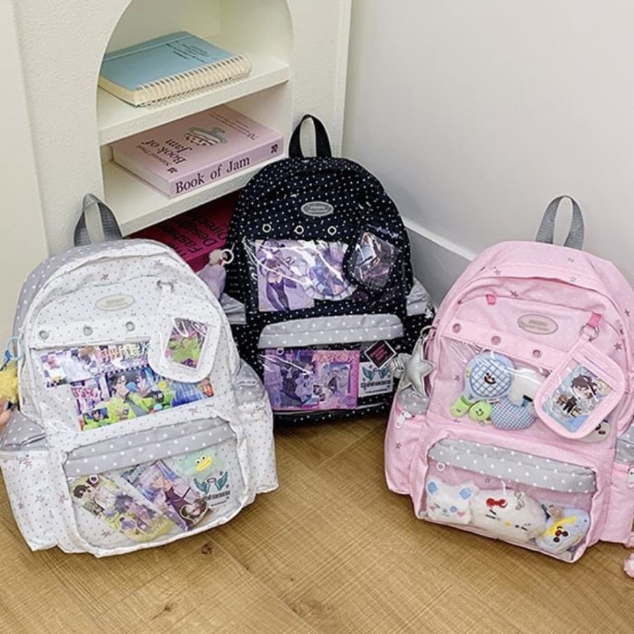 Japanese style ins polka dot baby's breath backpack women's versatile trendy attendance student backpack