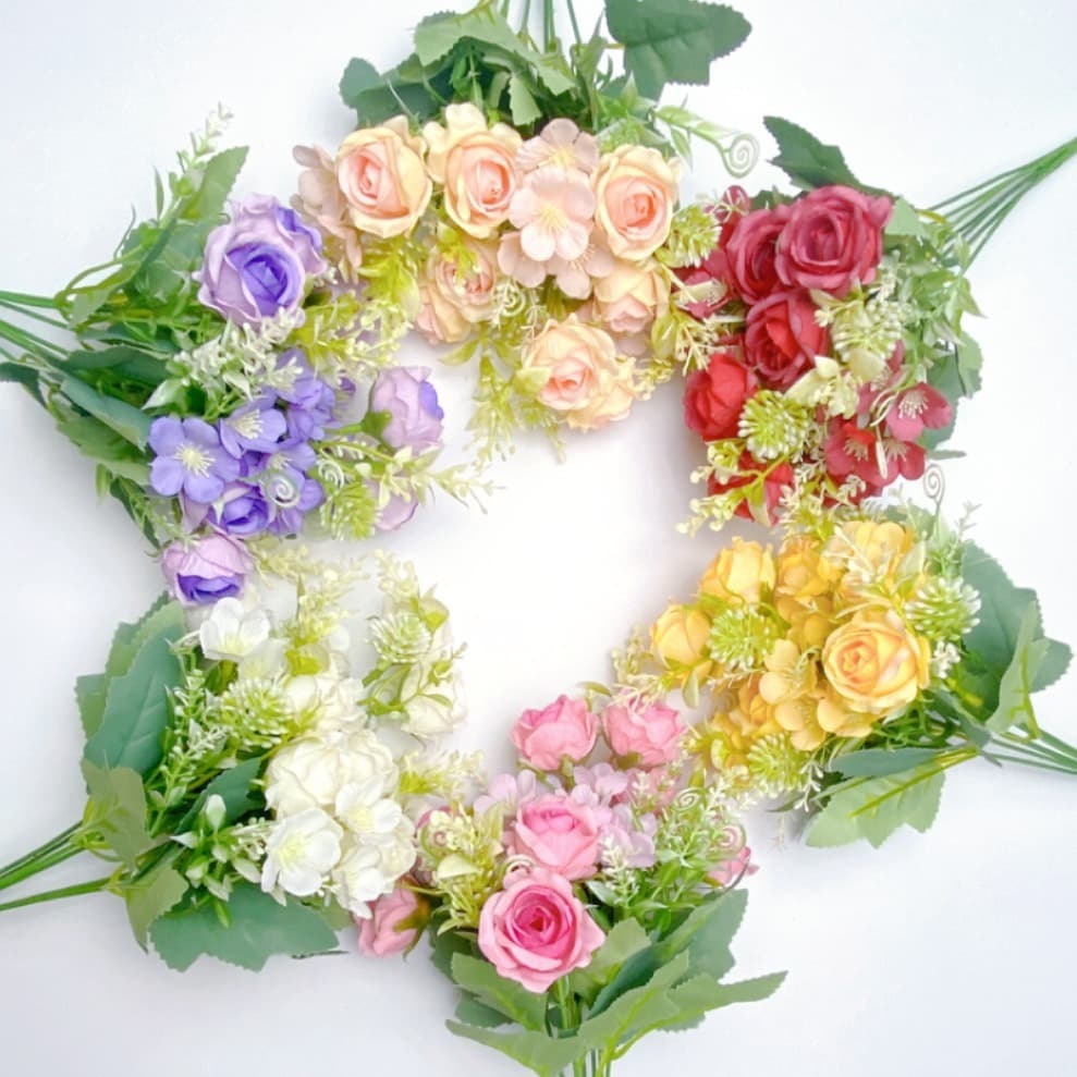 Popular simulation flower 7-head small rose Nordic ins wedding photography home decoration simulation rose flower manufacturer wholesale