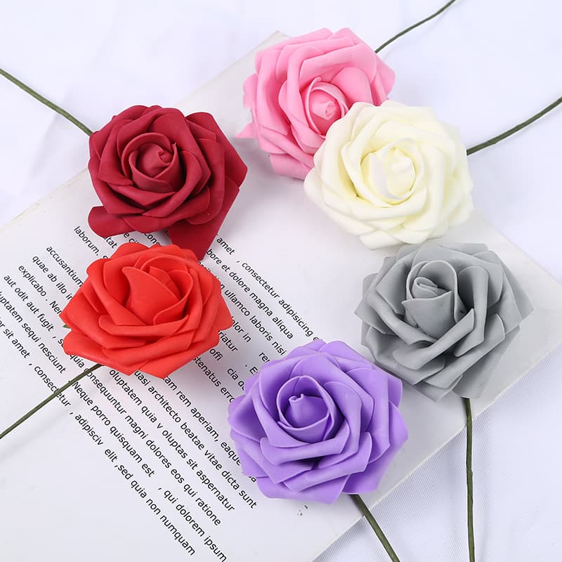 Cross-border 25pcs 8cm Foam Artificial Rose Heads for Wedding Bridal Bouquet Decoration