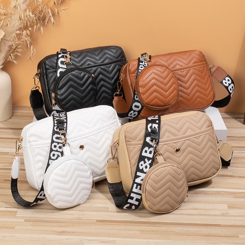 Women's Shoulder Bag 2025 New Style Korean Crossbody Cosmetic Bag V-Pattern Fashion Embroidered Shoulder Crossbody Bag with Detachable Pouch