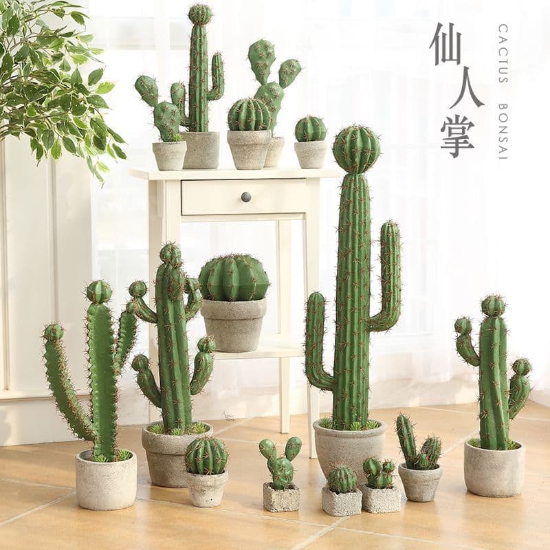 Artificial Cactus Plant Potted Indoor Decoration Fake Flower Nordic Home Landscape Fake Greenery Ornament
