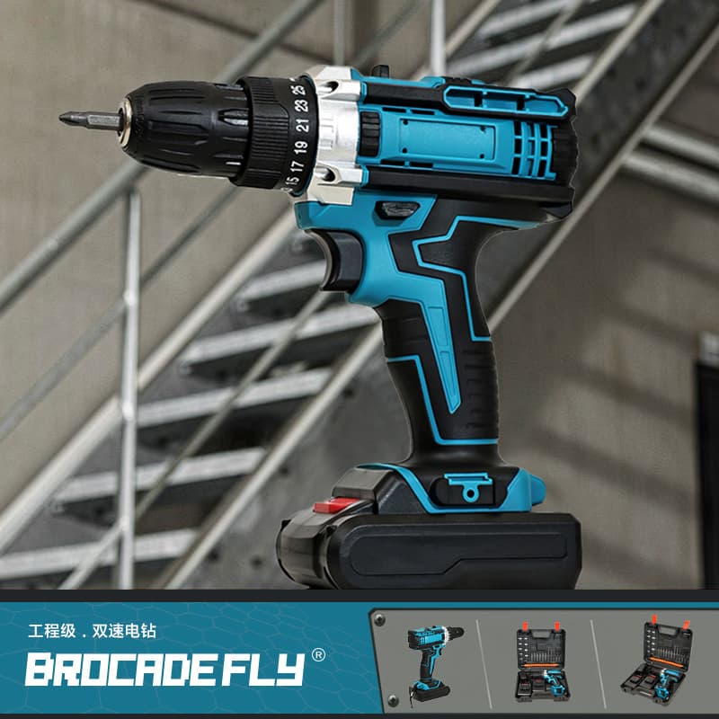 21V Cross-Border Multifunctional Lithium Drill Set Export Rechargeable Hand Drill Home Impact Drill Pistol Drill Wholesale