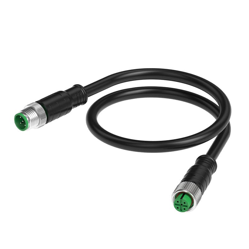 M12 Male to Female Waterproof Extension Cable for Industrial Camera, 4P 8P 12P High-Flexibility Shielded Gigabit Drag Chain Connector Cable