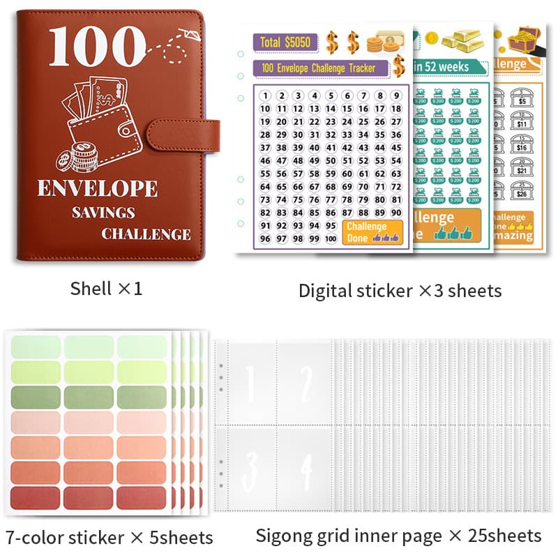 100EnvelopeChallenge loose-leaf book 100-day money saving money saving book challenge cash envelope saving book