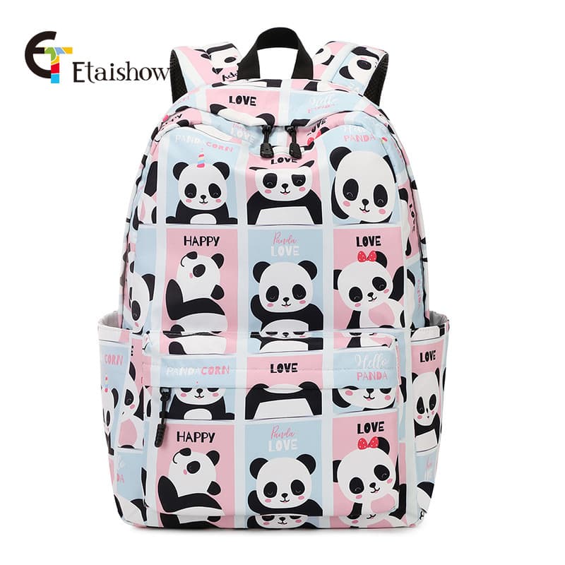 2024 New Backpack Cross-border Trendy Panda Elementary School Bag Outdoor Flamingo Print Waterproof Backpack for Women
