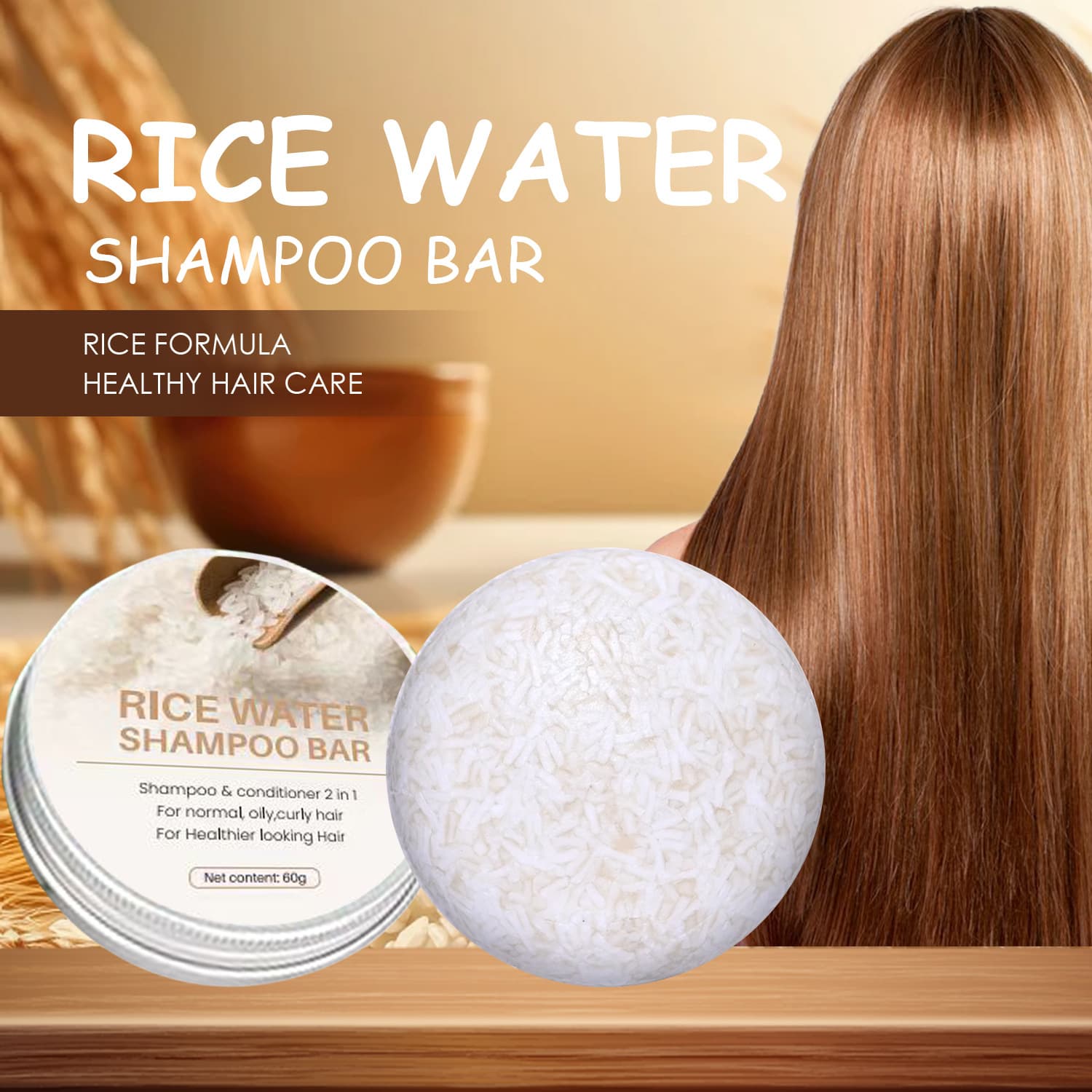 Rice Shampoo Bar - Handmade Rice Water Soap for Hair Care