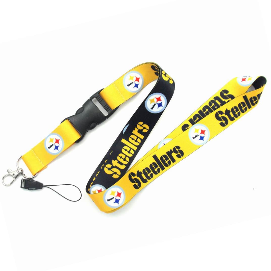 NFL American Football Team Club Polyester Work Badge Buckle Long Phone Lanyard Card Holder for Export