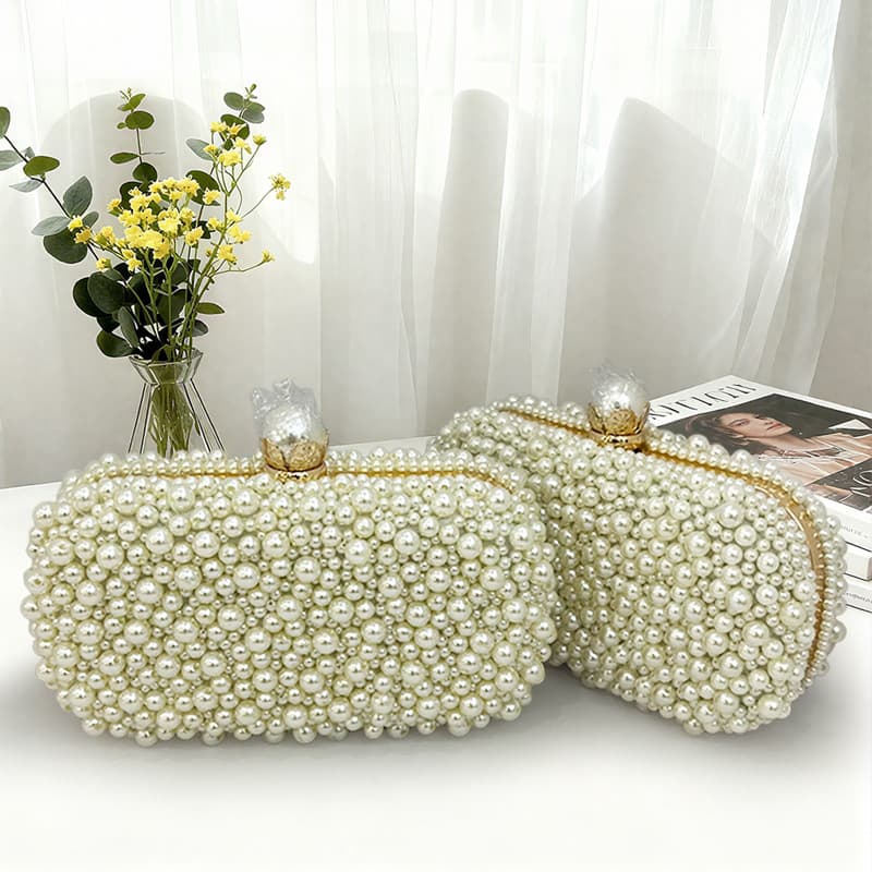 Cross-border fashion pearl dinner bag women's shoulder bag ready wholesale crossbody small square bag retro party dinner bag