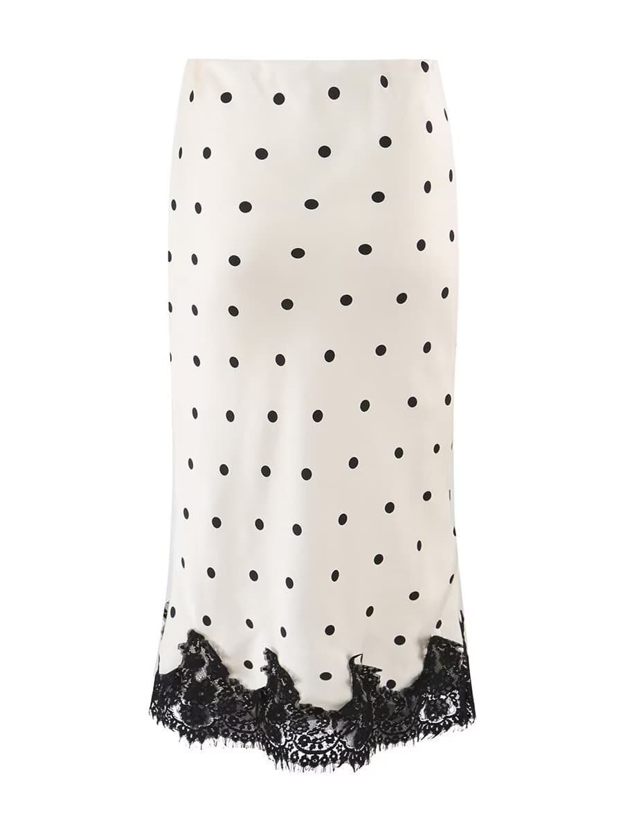 French Vintage High-Waist Slim Satin Lace Mermaid Skirt 2026 Summer New Mid-Length Skirt for Women