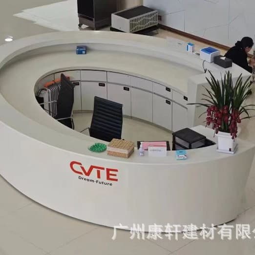 Acrylic reception desk, rounded information desk, elegant artificial stone cashier counter, hotel reception desk