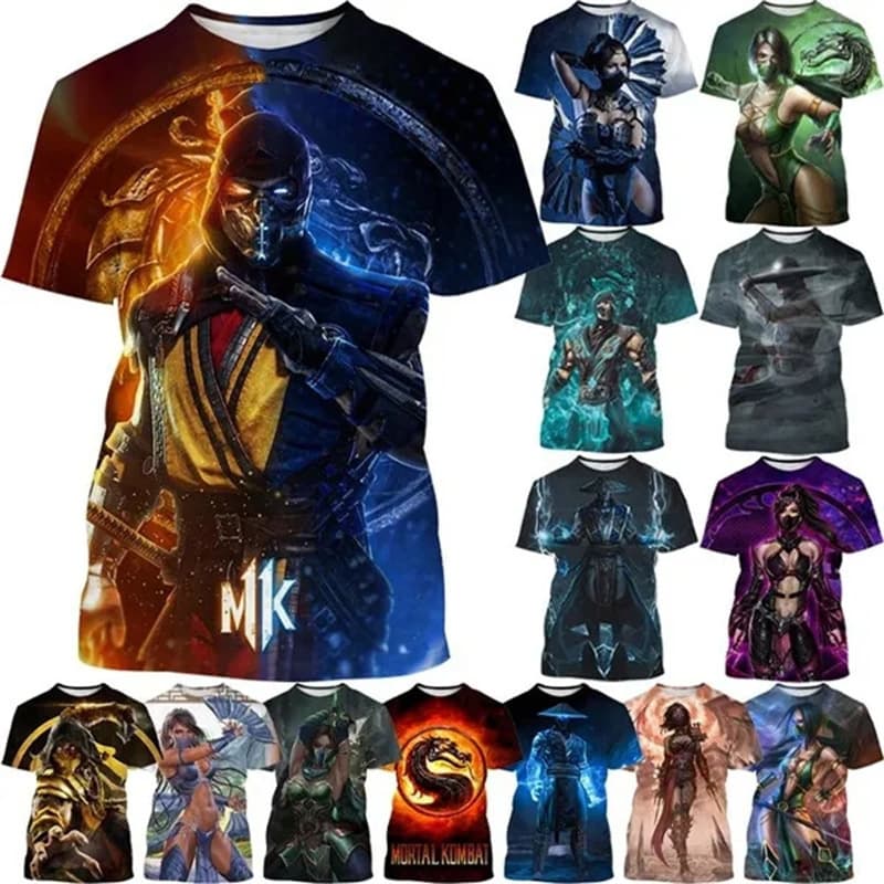 26 Summer Cross-Border Hot Sale Mortal Kombat Game 3D Print Short Sleeve Street Style Cool Men's Casual T-Shirt