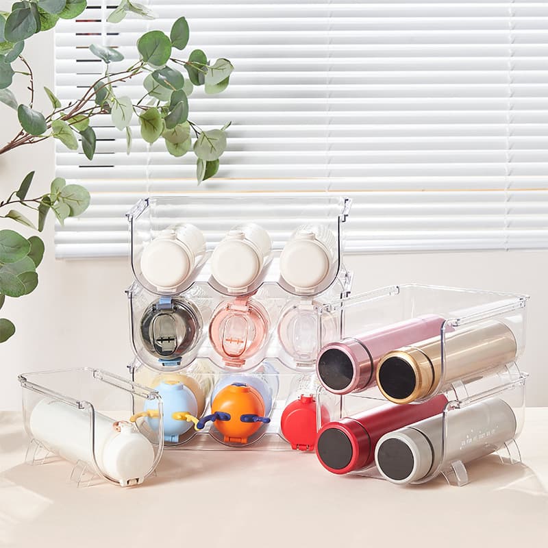 Stackable Cup Holder Insulated Bottle Tray Refrigerator Drink Storage Box Household Cup Organizer