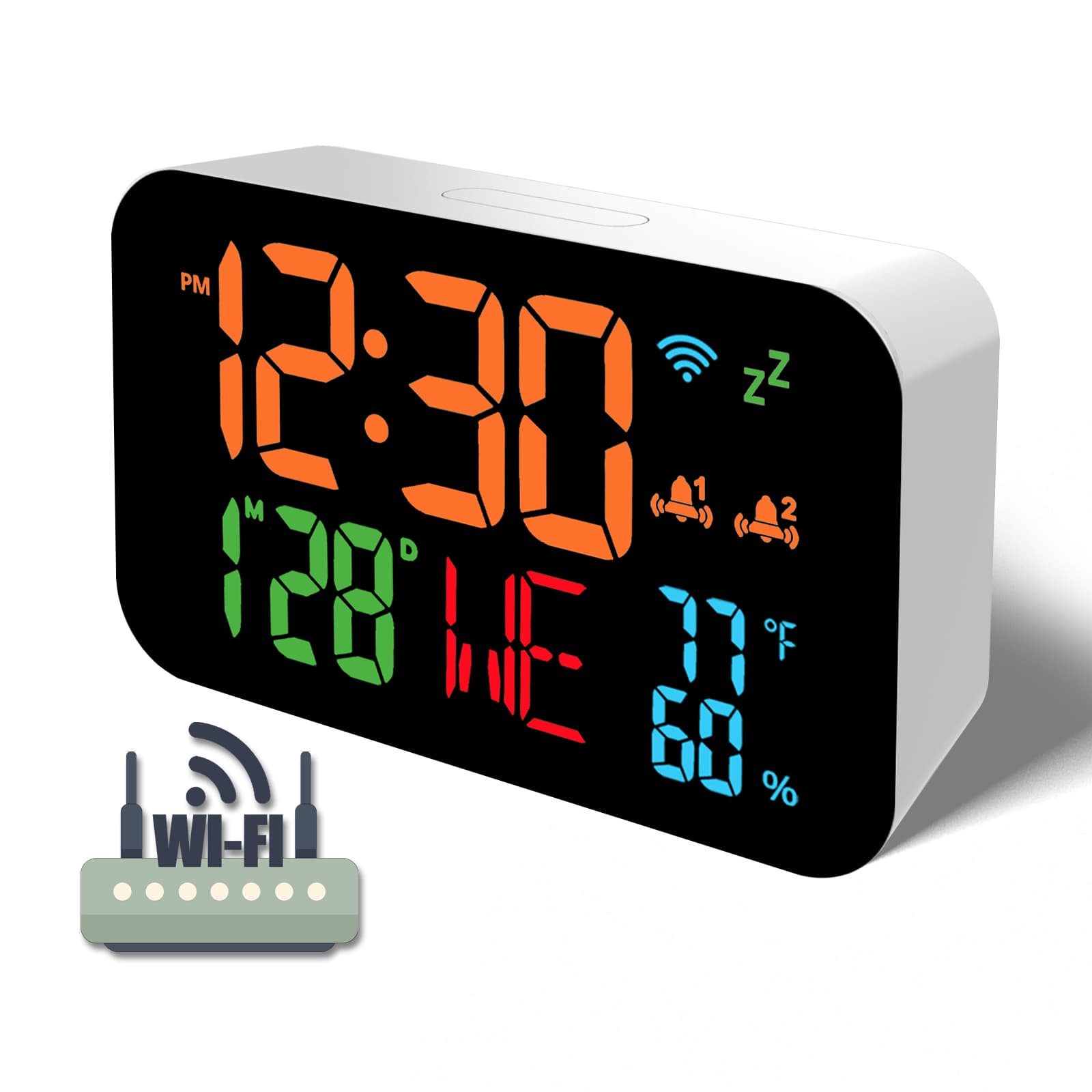 Temperature Humidity Clock Alarm Clock Automatic Time Calibration 2024 New Cross-Border Product 3011 WiFi LED Tuya