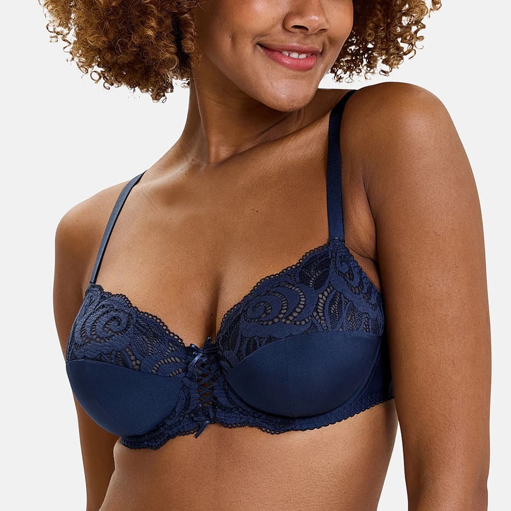 Euro-American hot-selling plus-size lace single-layer 3/4 cup bra customization, full-service, designed to order with quick sampling.