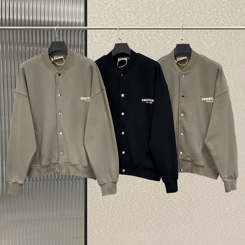 ESS pilot baseball jacket fleece-lined FOG replica line jacket men's trendy brand letter loose coat men's top.
