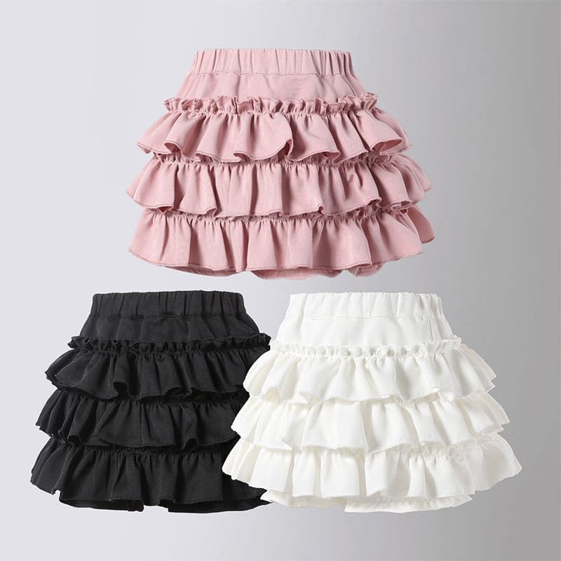 Children's Cake Skirt Girls Tutu Half Skirt Dance Short Skirt Spring Summer Middle and Big Child Stylish School Style Pleated Skirt