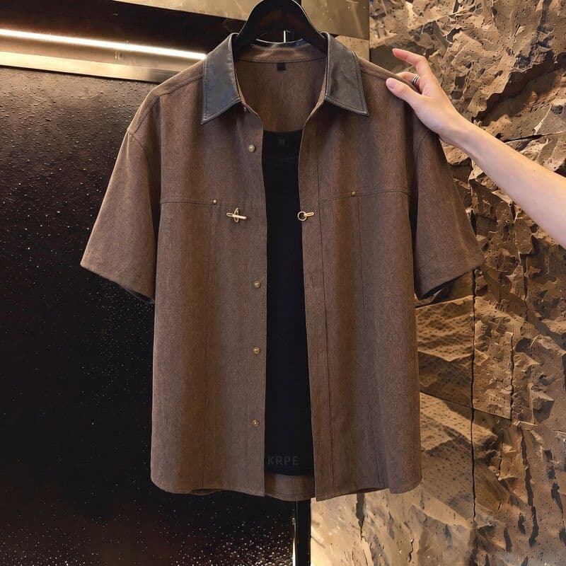Summer Streetwear Premium Rugged Utility Men's Shirt 2026 Casual Versatile Short-Sleeve Shirt Men's Top