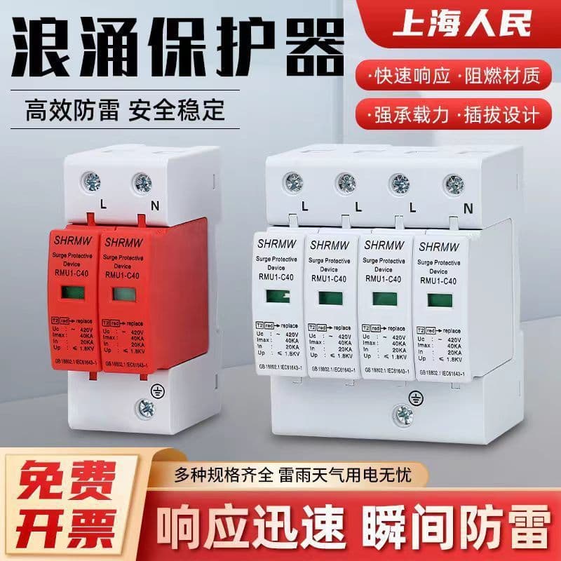 Surge Protective Device Surge Lightning Arrester 2P3P4P Household Switch Foreign Trade AliExpress Direct Factory Factory Direct Sales